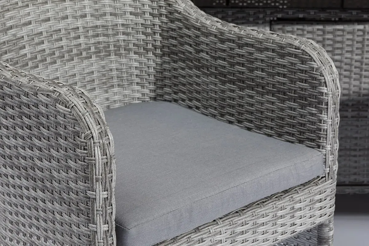 Santorini 6-Seater Oval Garden Dining Set - Grey, Rattan