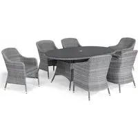 Santorini 6-Seater Oval Garden Dining Set - Grey, Rattan