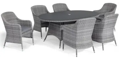 Santorini 6-Seater Oval Garden Dining Set - Grey, Rattan image