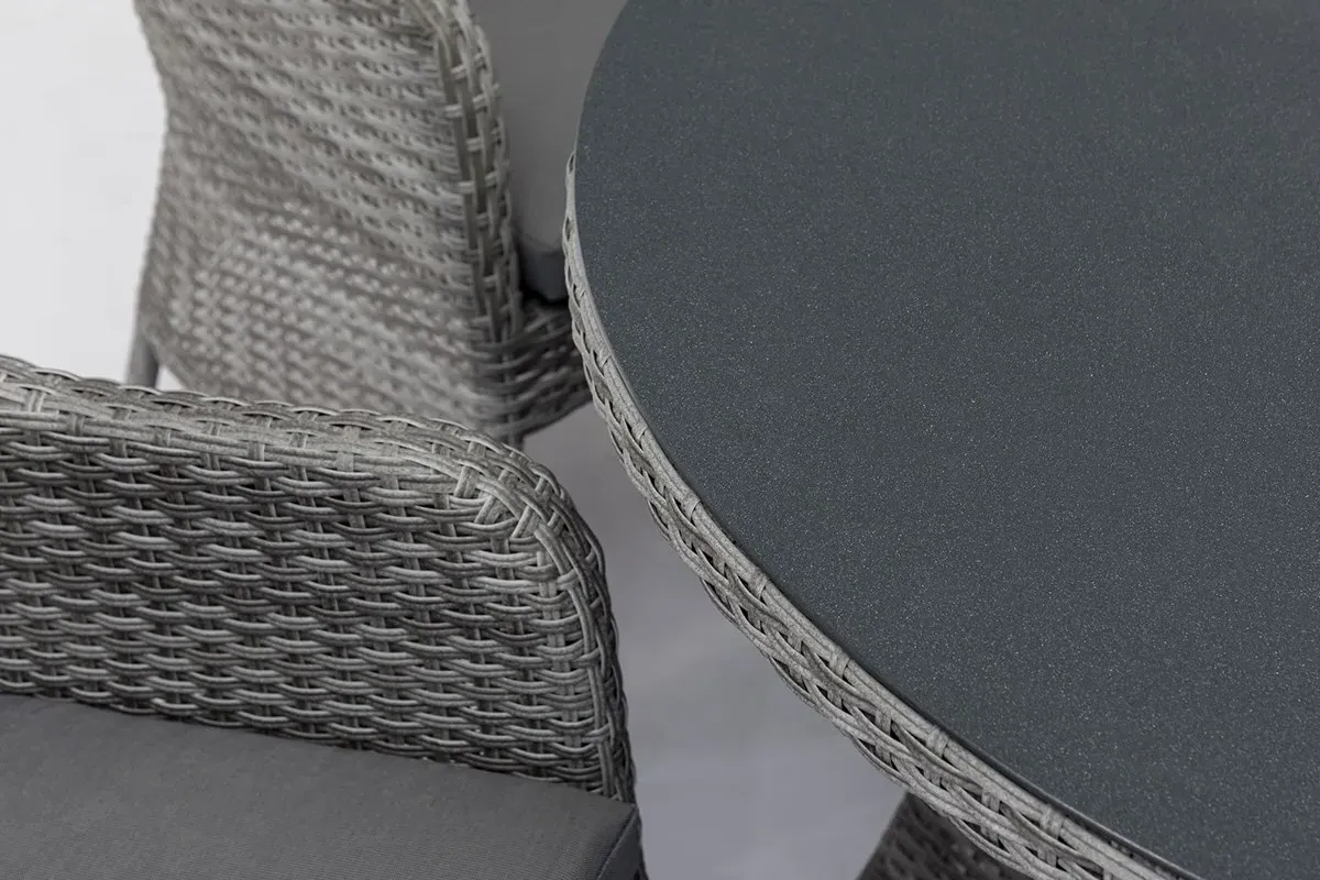 Santorini 6-Seater Oval Garden Dining Set with Fire Pit - Grey