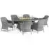 Santorini 6-Seater Oval Garden Dining Set with Fire Pit - Grey