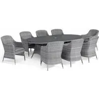 Santorini 8-Seater Oval Garden Dining Set - Grey, Rattan