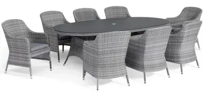 Santorini 8-Seater Oval Garden Dining Set - Grey, Rattan