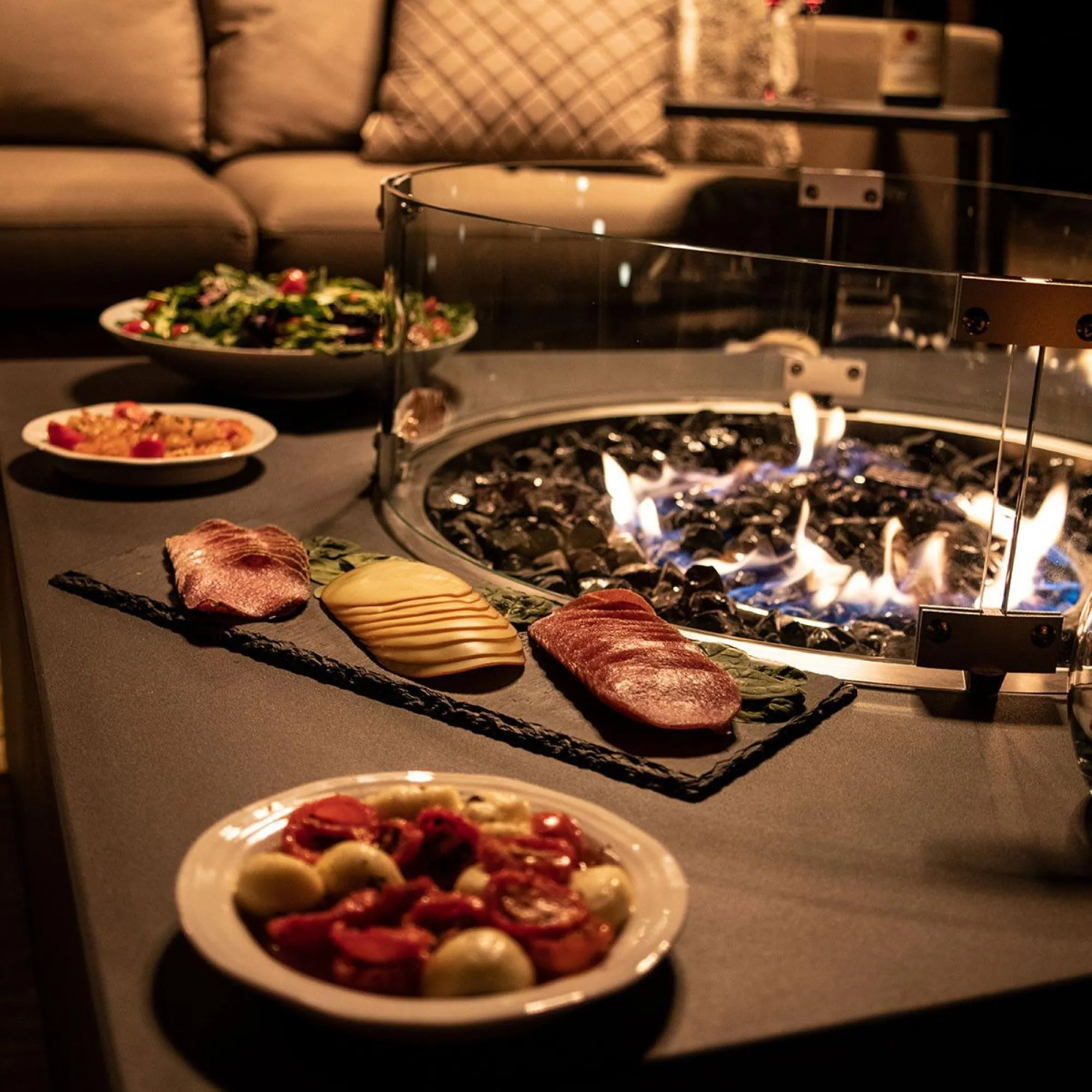 Square Outdoor Gas Fire Pit - Charcoal