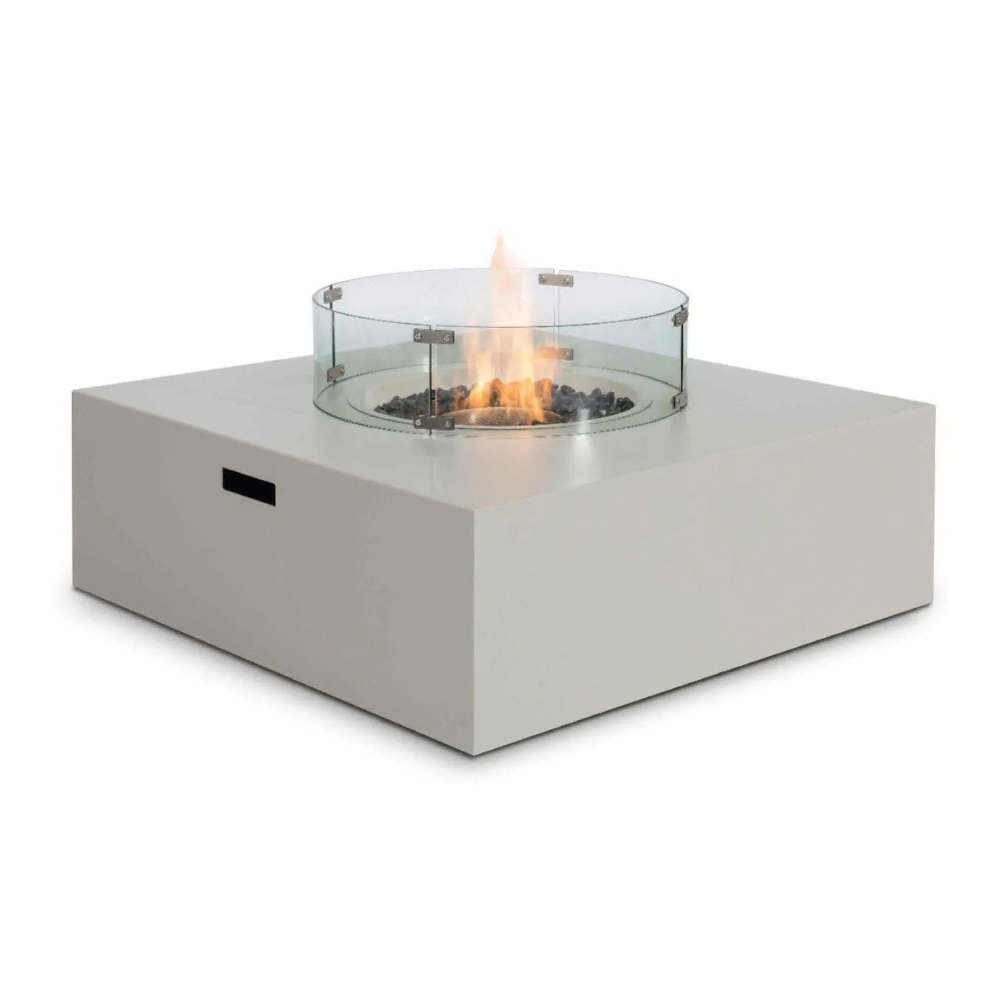 Square Outdoor Gas Fire Pit - Pebble White