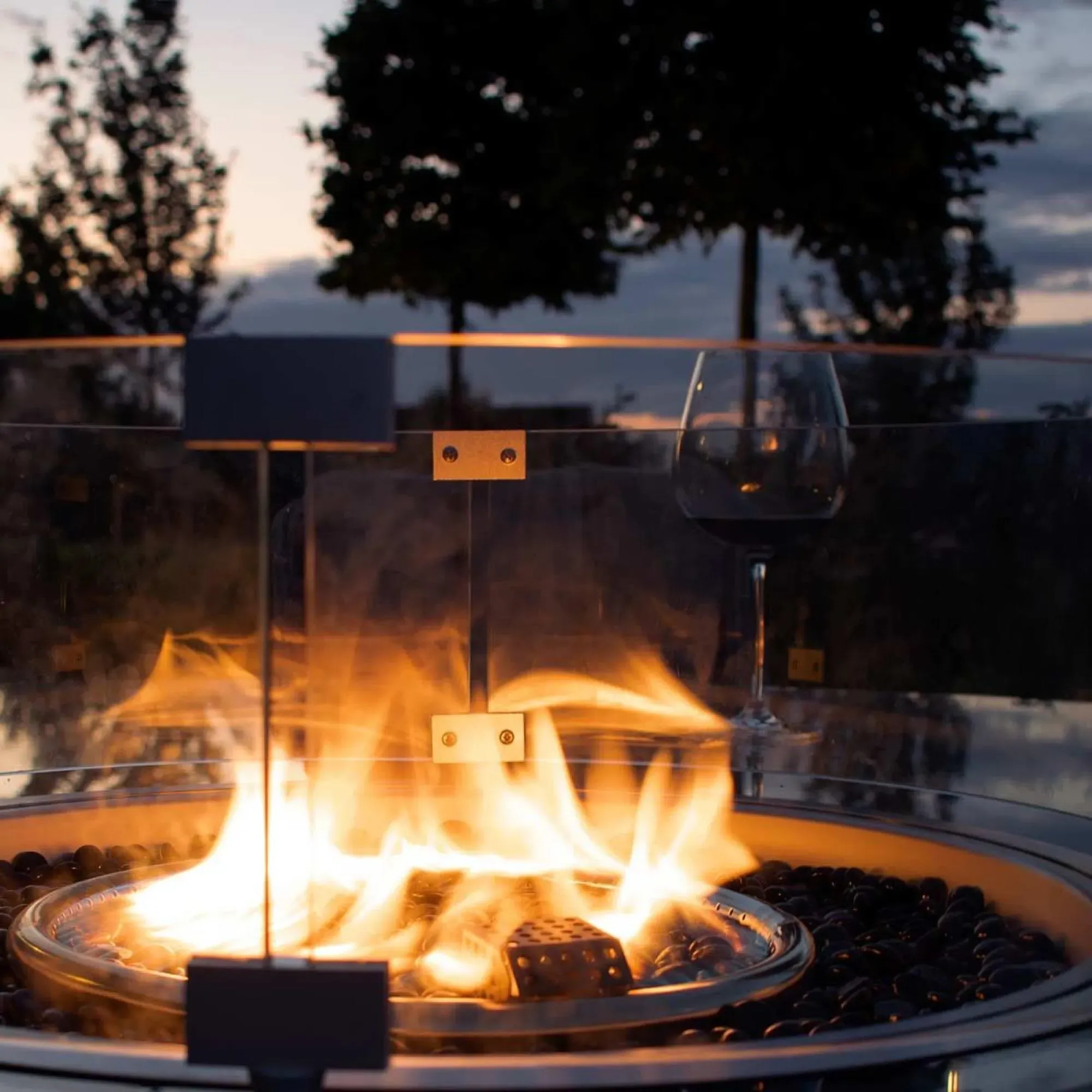 Square Outdoor Gas Fire Pit - Pebble White