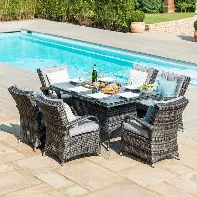Texas 6-Seater Dining Set with Ice Bucket - Grey, Rattan image