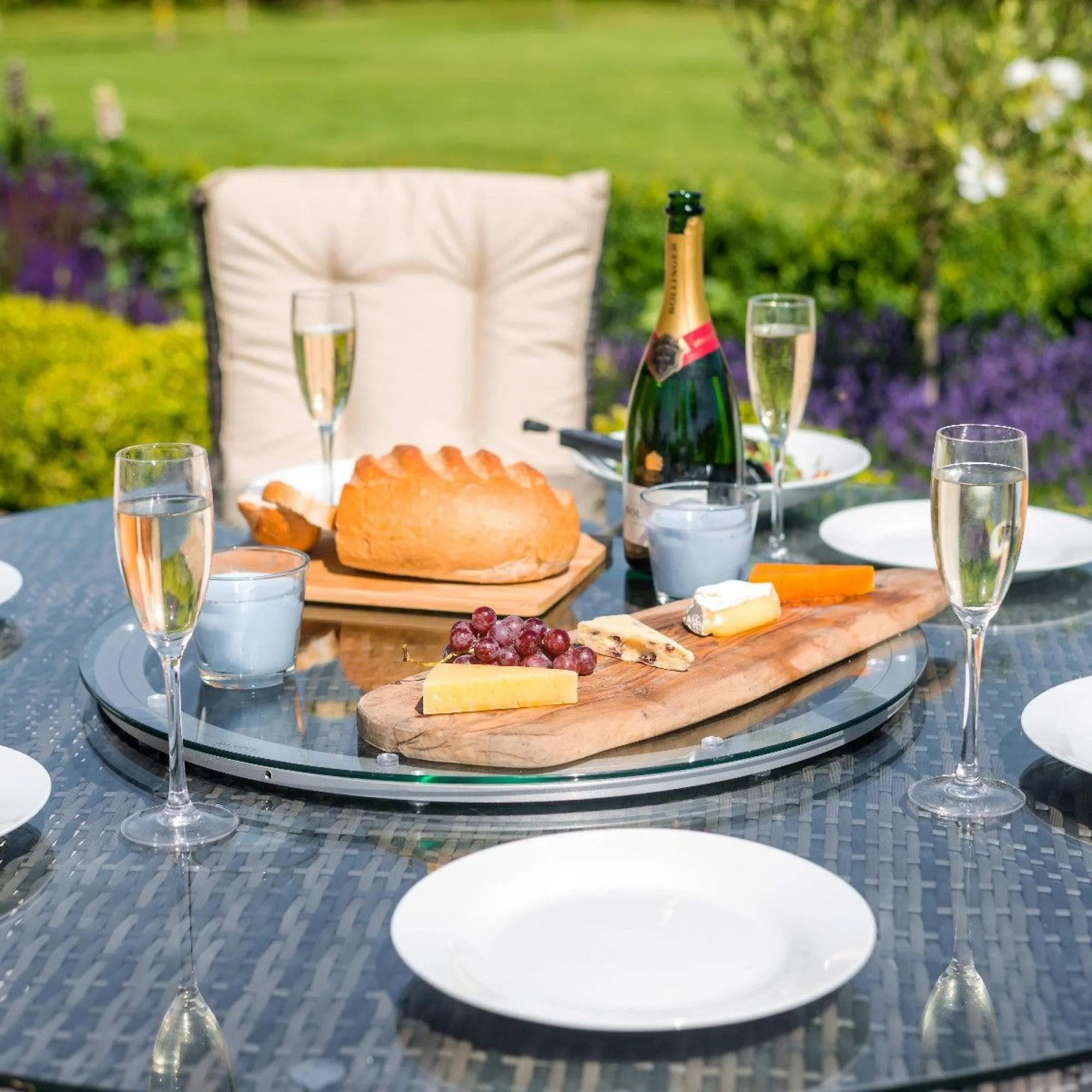 Texas 6-Seater Round Dining Set with Ice Bucket - Brown, Rattan