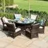 Texas 6-Seater Round Dining Set with Ice Bucket - Brown, Rattan