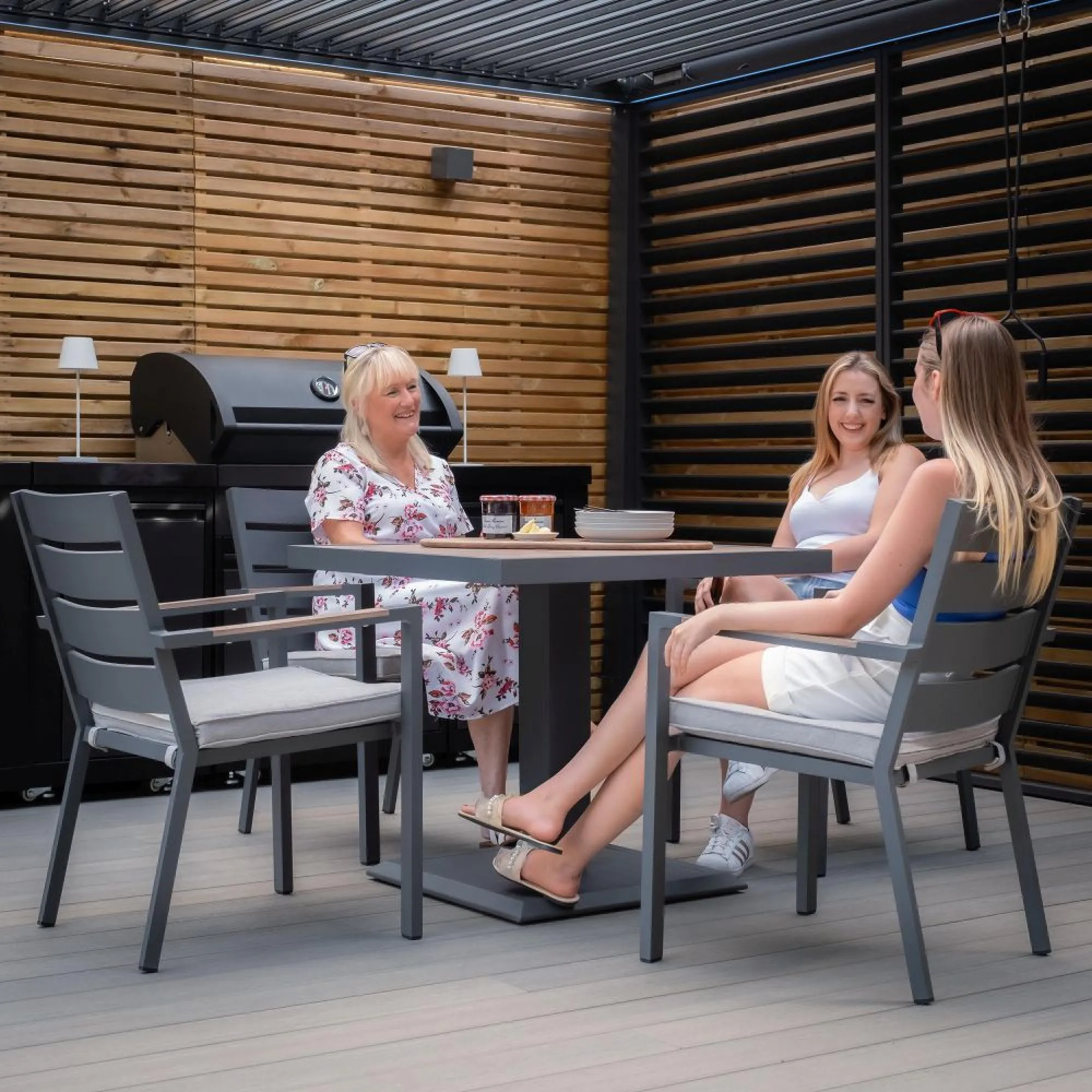 Vancouver 4-Seater Square Garden Dining Set - Dove Grey