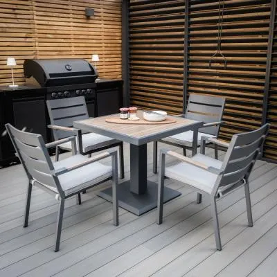 Vancouver 4-Seater Square Garden Dining Set - Dove Grey image