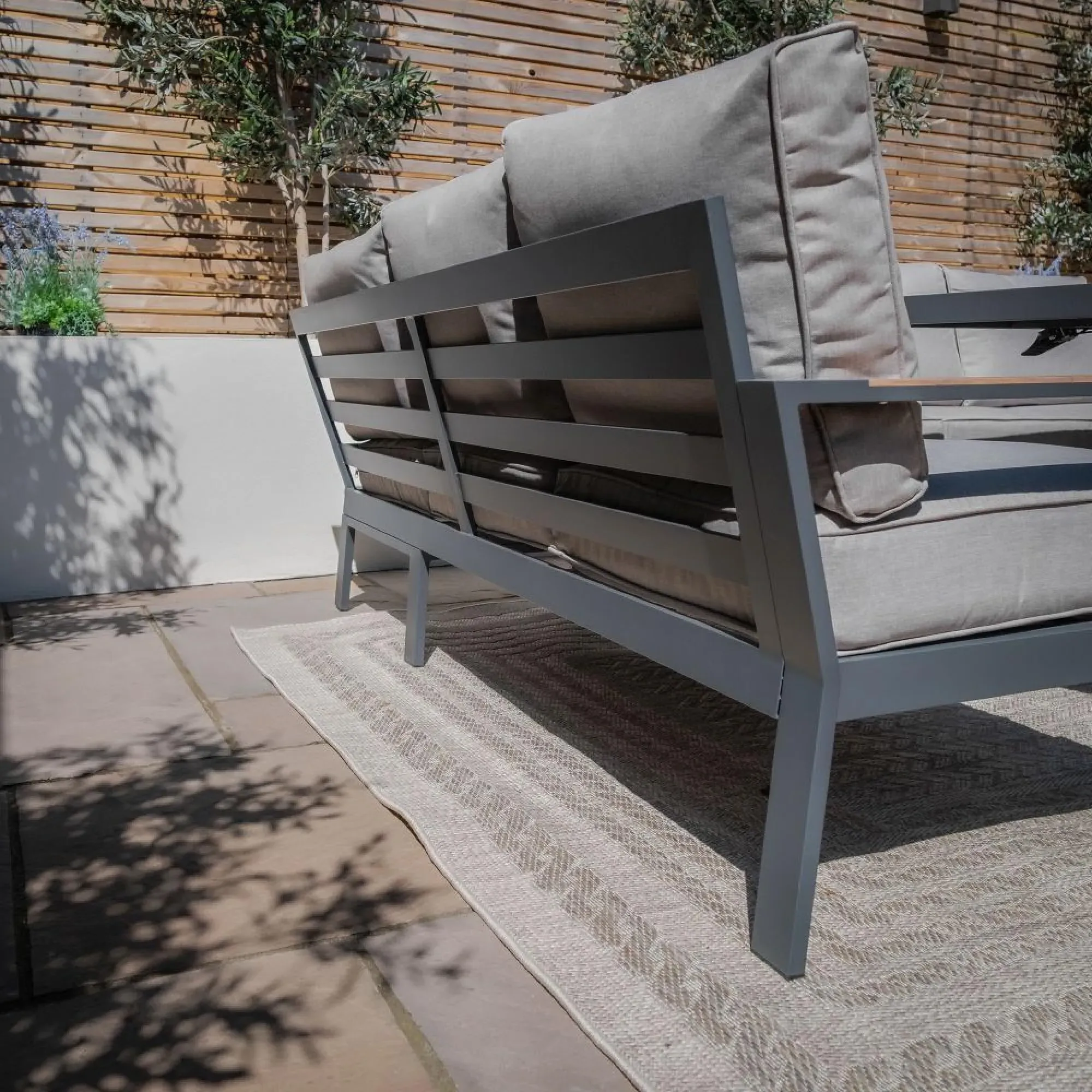 Vancouver Corner Garden Sofa Set with Table - Dove Grey