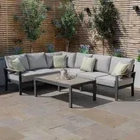 Vancouver Corner Garden Sofa Set with Table - Dove Grey