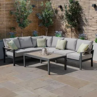 Vancouver Corner Garden Sofa Set with Table - Dove Grey image