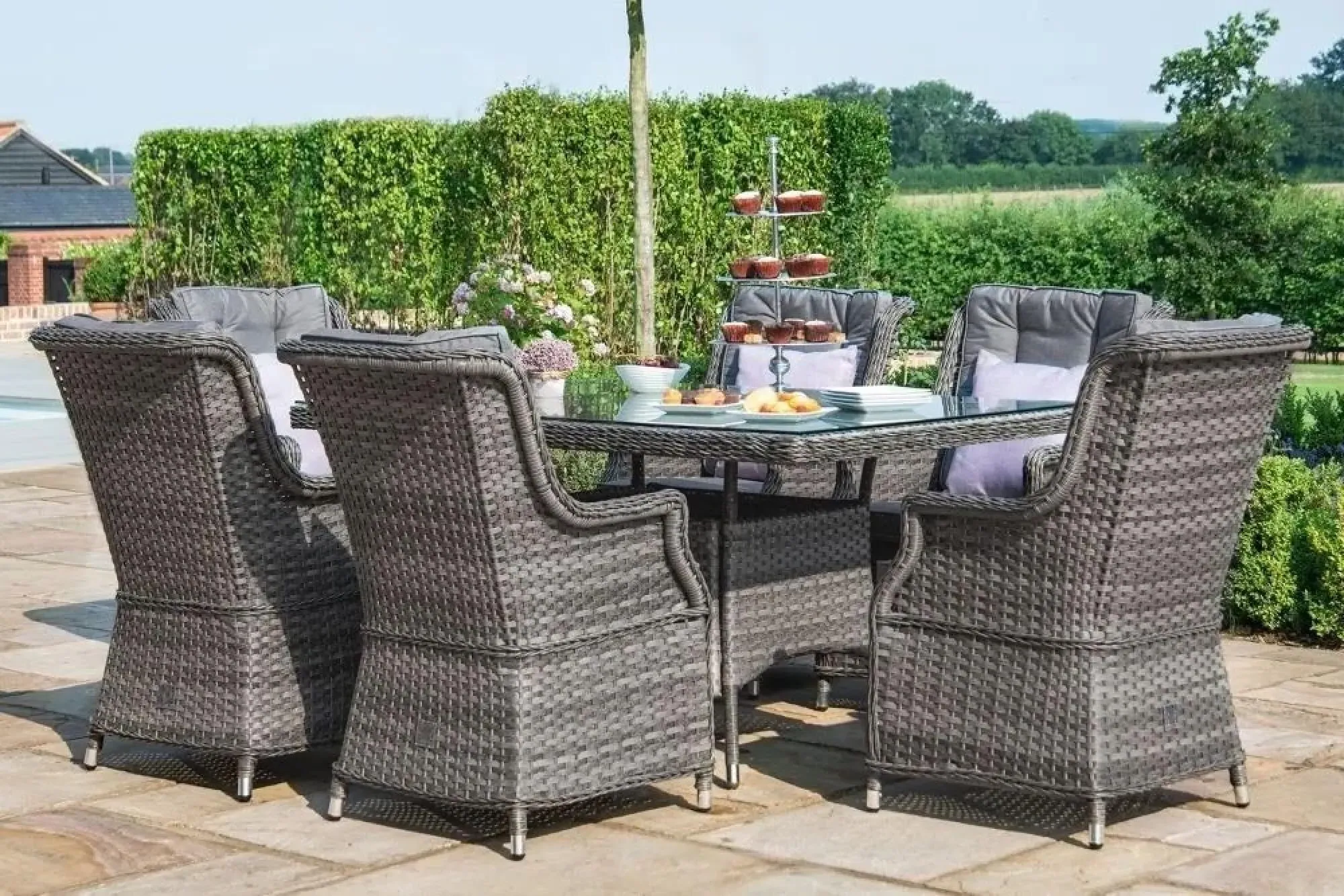 Victoria 6-Seater Garden Dining Set - Grey, Rattan