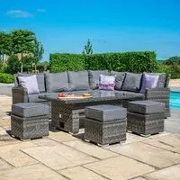 Victoria Corner Dining Set with Rising Table - Grey, Rattan