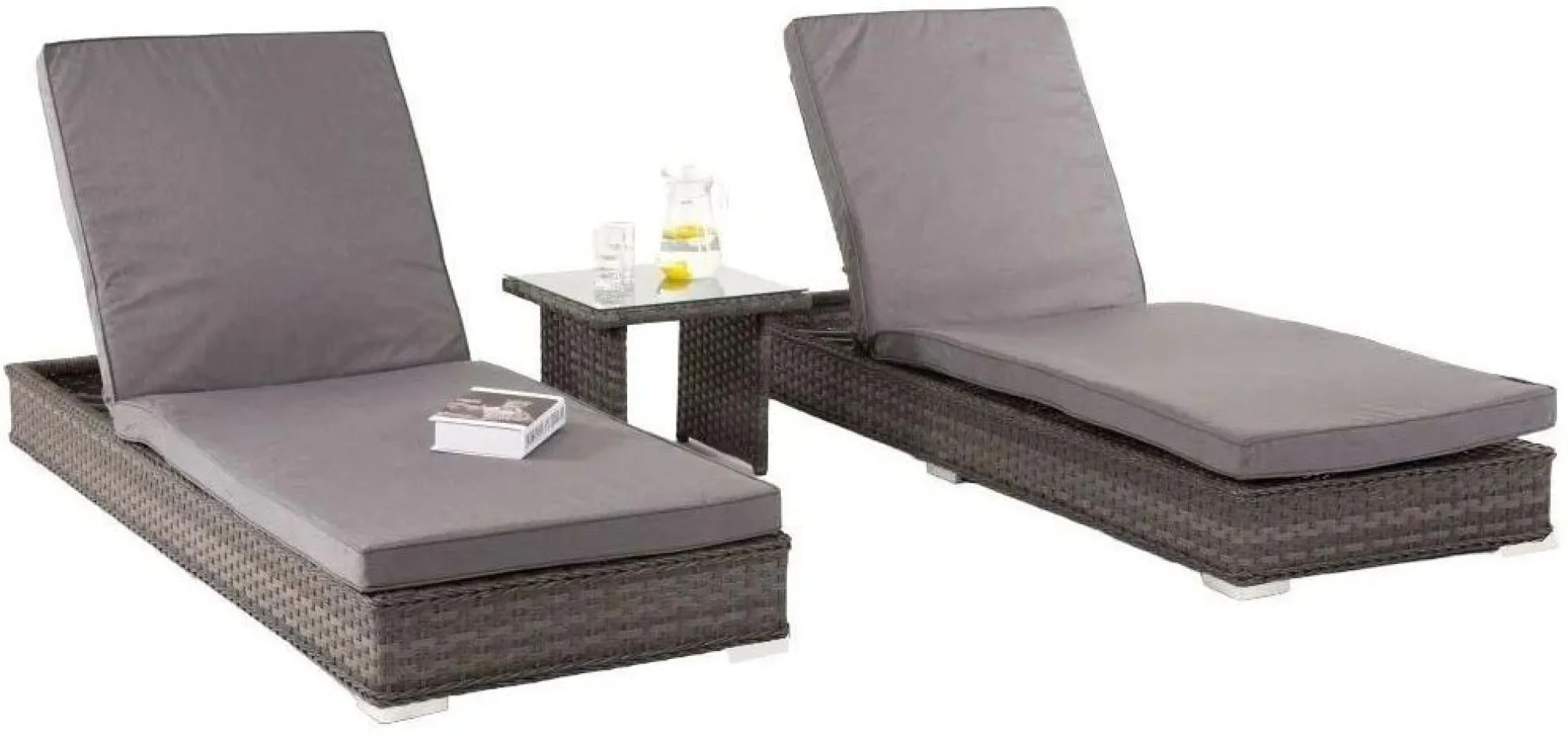 Victoria Garden Sunlounger Set - Grey, Rattan
