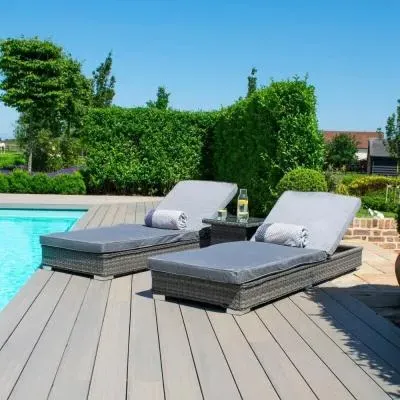 Victoria Garden Sunlounger Set - Grey, Rattan image