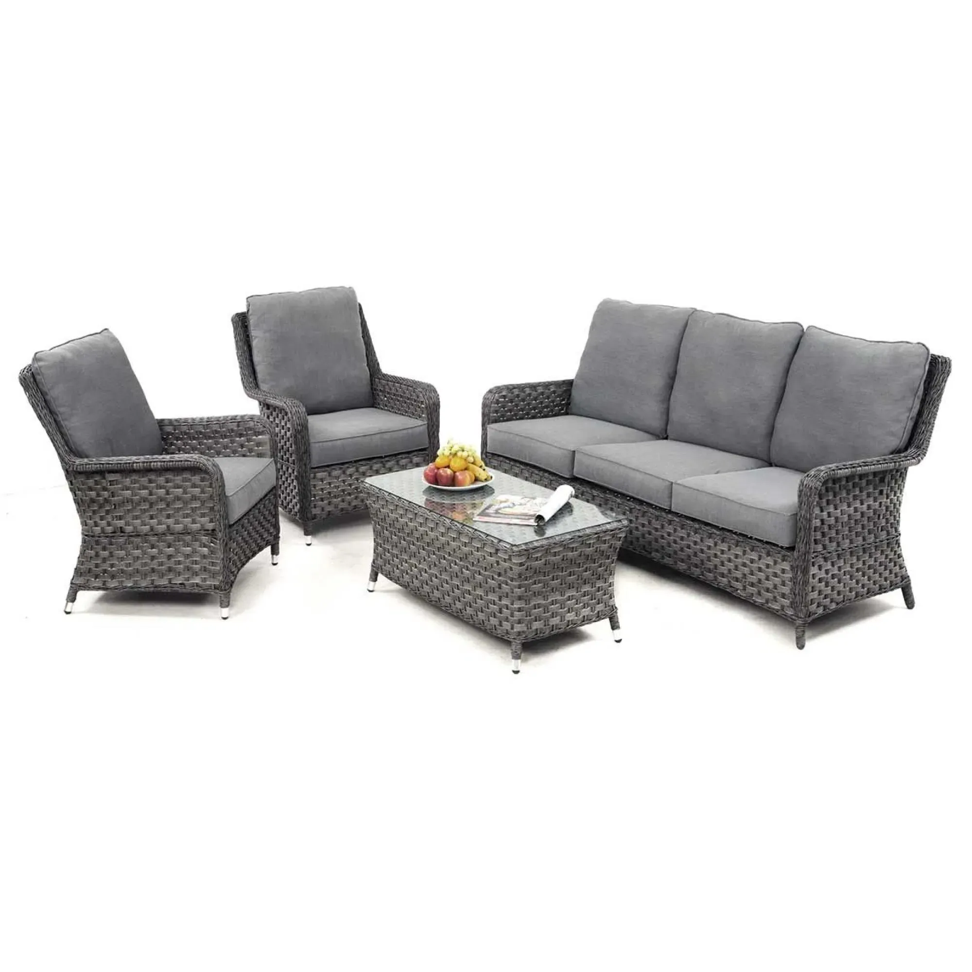Victoria High Back 3-Seater Garden Sofa Set - Grey
