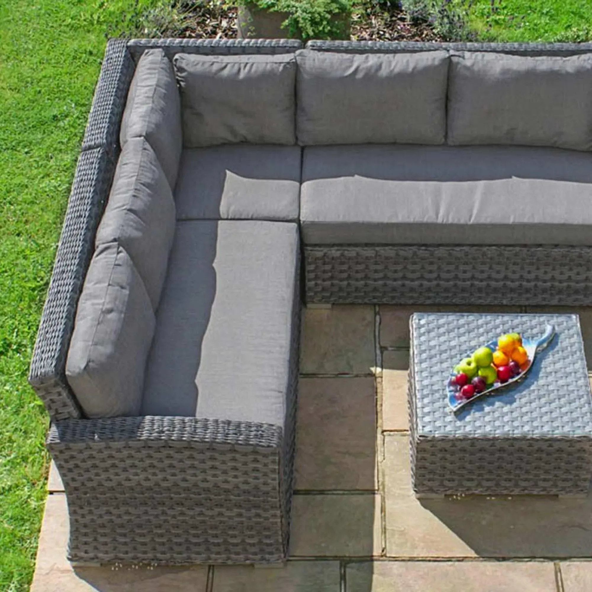 Victoria Small Corner Garden Sofa Set - Grey, Rattan