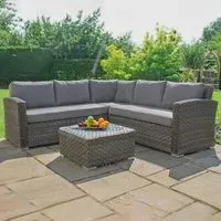 Victoria Small Corner Garden Sofa Set - Grey, Rattan