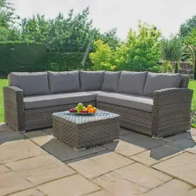 Victoria Small Corner Garden Sofa Set - Grey, Rattan image