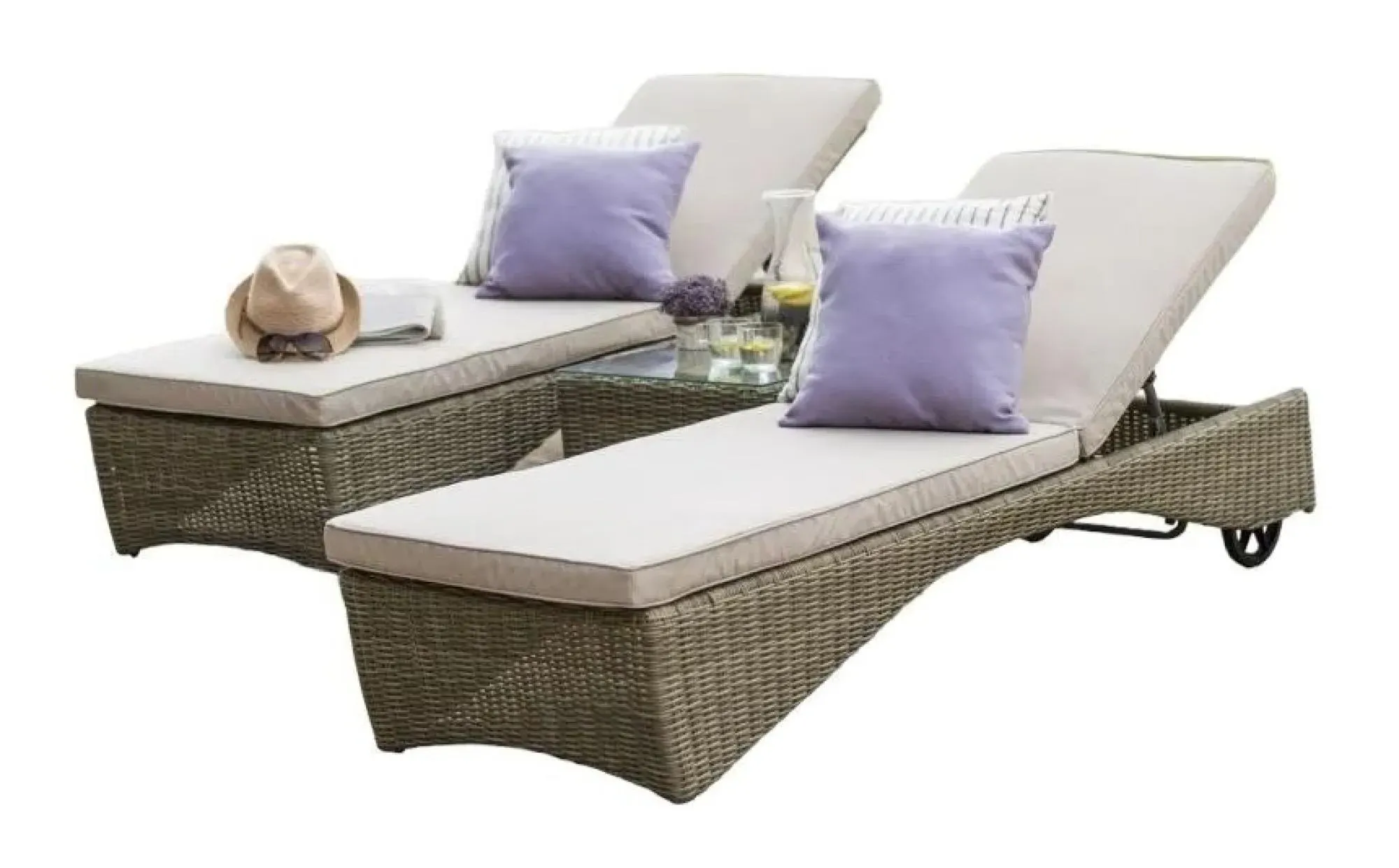 Winchester Garden Sunlounger Set - Natural, Rattan