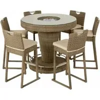 Winchester Round 6 Seater Bar Set with Ice Bucket - Natural, Rattan