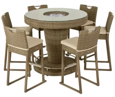 Winchester Round 6 Seater Bar Set with Ice Bucket - Natural, Rattan