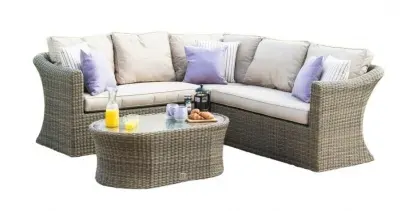 Winchester Small Corner Garden Sofa Set - Natural, Rattan