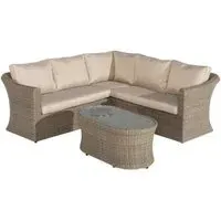 Winchester Small Corner Garden Sofa Set with Fire Pit - Natural