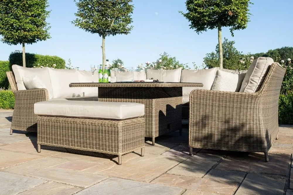 Winchester U-Shape Garden Sofa Set with Fire Pit - Natural