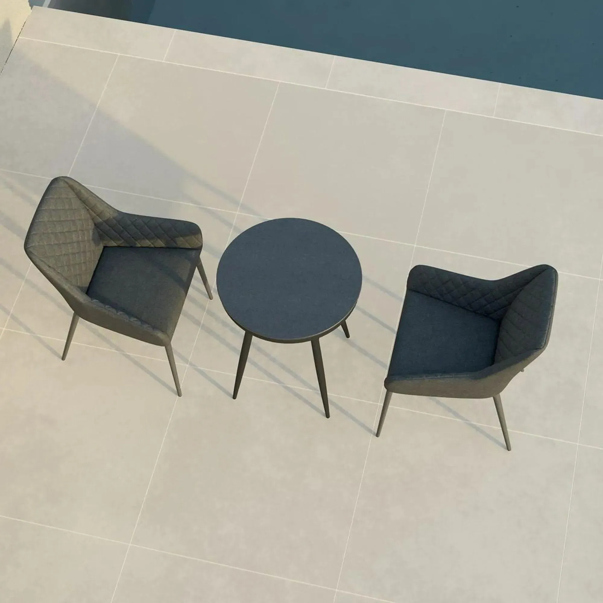 Zest 2-Seater Round Garden Bistro Set - Charcoal, Aluminium