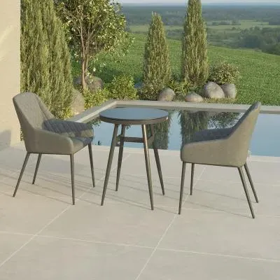 Zest 2-Seater Round Garden Bistro Set - Flanelle