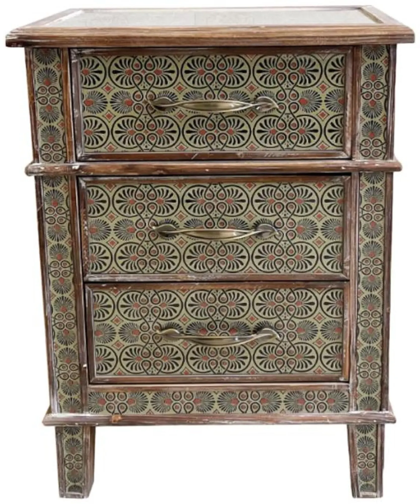 Amira 3 Drawer Chest - Green, Brown