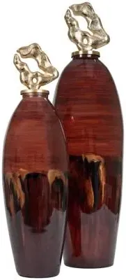 Anika Large Jar - Burgundy, Ceramic