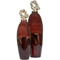 Anika Small Jar - Burgundy, Ceramic