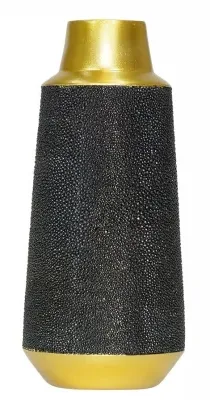 Asbury Large Vase Set of 4 - Black, Faux Shagreen