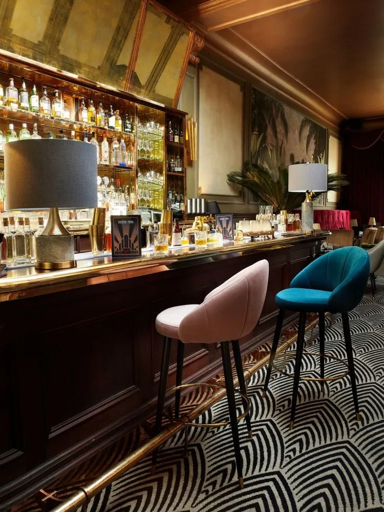 Ashley Highback Barstool - Teal, Velvet