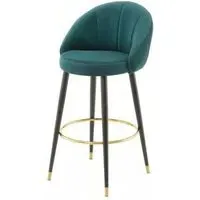 Ashley Highback Barstool - Teal, Velvet