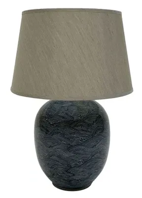 Blue Waves Ceramic Table Lamp - Blue image