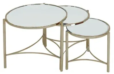 Brookville Mirrored Nest of 3 Tables - Gold image