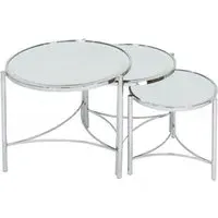 Brookville Mirrored Nest of 3 Tables - Silver