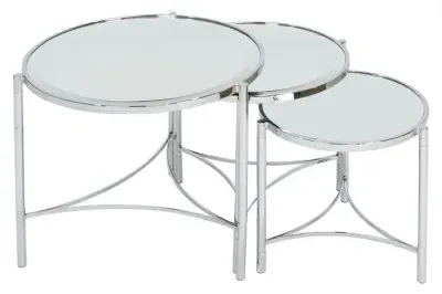 Brookville Mirrored Nest of 3 Tables - Silver