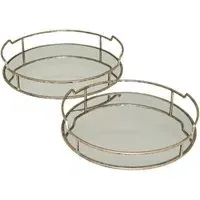 Drina Mirrored Trays Set of 4 - Antique Gold