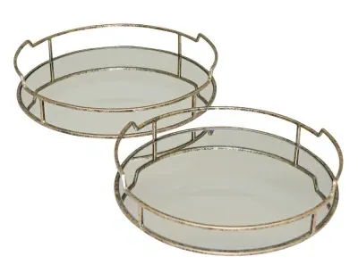 Drina Mirrored Trays Set of 4 - Antique Gold