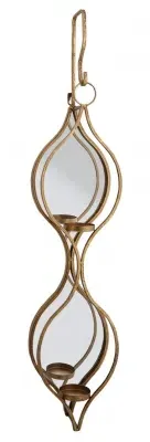 Ellie Double Mirrored Candle Holder Set - Painted Gold