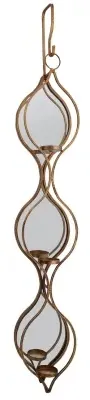 Ellie Triple Mirrored Candle Holder Set - Painted Gold