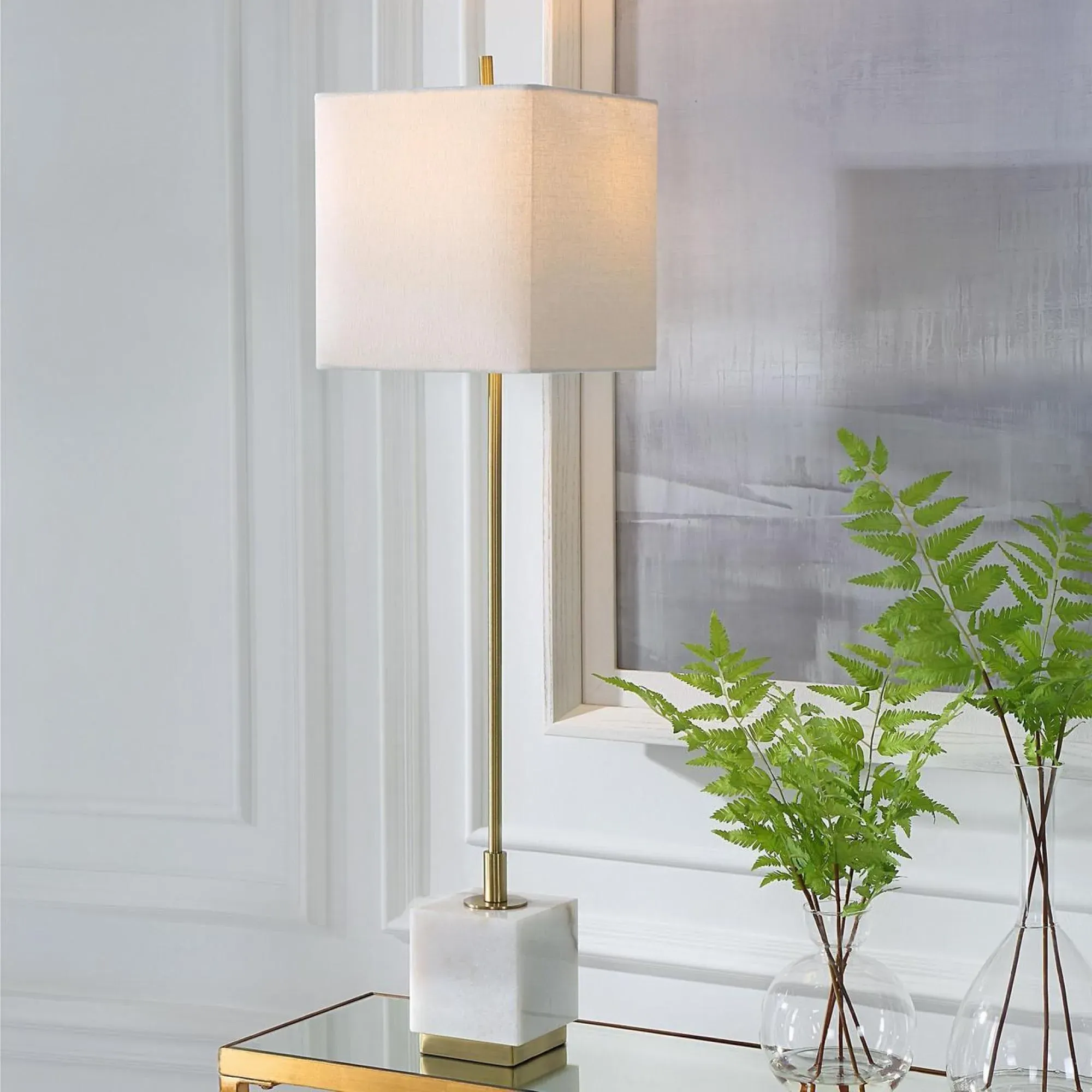 Escort Buffet Lamp - White, Metal