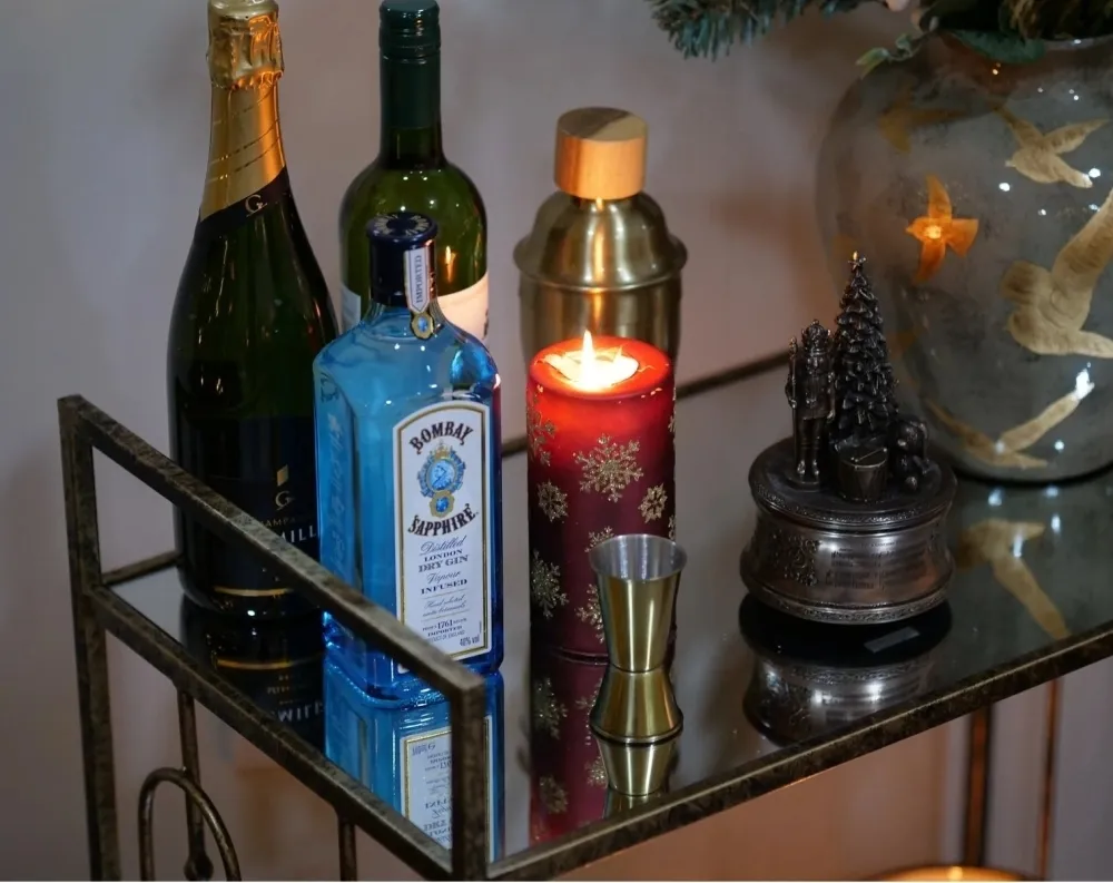 Estela Drinks Trolley - Gold, Mirrored